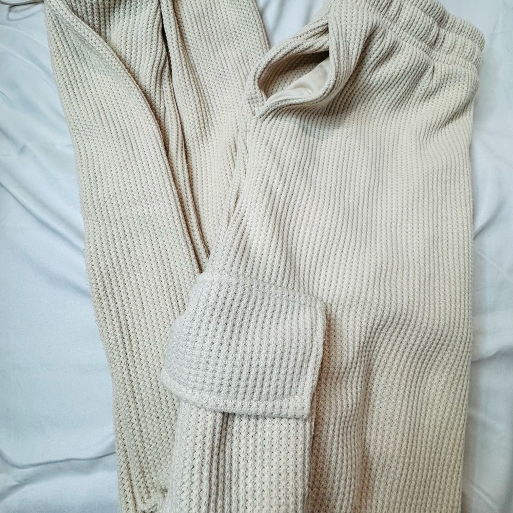 Beige Waffle Knit Lounge Pants